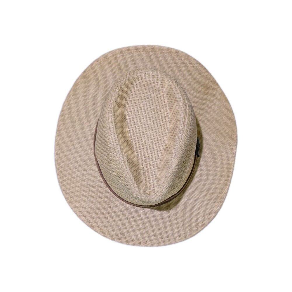 Disney Mickey Mouse Adult Unisex Straw Fedora Hat Beige/Brown Band 58 cm